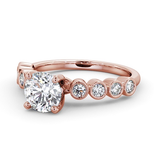  Round Diamond Engagement Ring 9K Rose Gold Solitaire With Side Stones - Dagmar ENRD154S_RG_THUMB2 