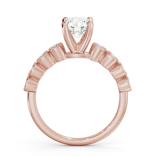 Round Diamond Engagement Ring 9K Rose Gold Solitaire With Side Stones - Dagmar ENRD154S_RG_UP