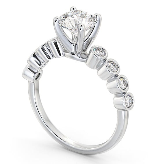 Round Diamond Engagement Ring Palladium Solitaire With Side Stones - Dagmar ENRD154S_WG_THUMB1