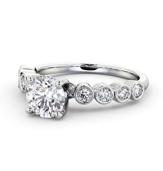  Round Diamond Engagement Ring Platinum Solitaire With Side Stones - Dagmar ENRD154S_WG_THUMB2 