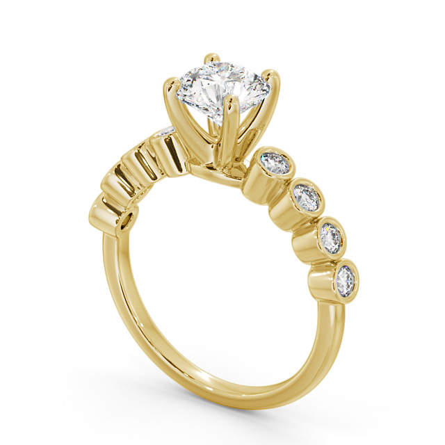 Round Diamond Engagement Ring 9K Yellow Gold Solitaire With Side Stones - Dagmar ENRD154S_YG_SIDE