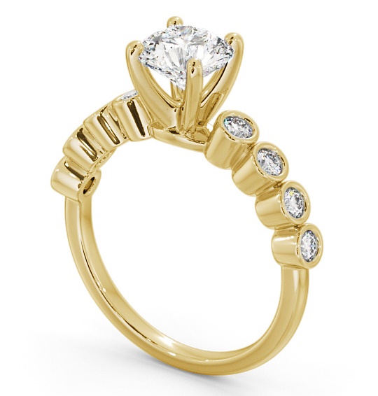 Round Diamond Engagement Ring 9K Yellow Gold Solitaire with Bezel Set Side Stones ENRD154S_YG_THUMB1