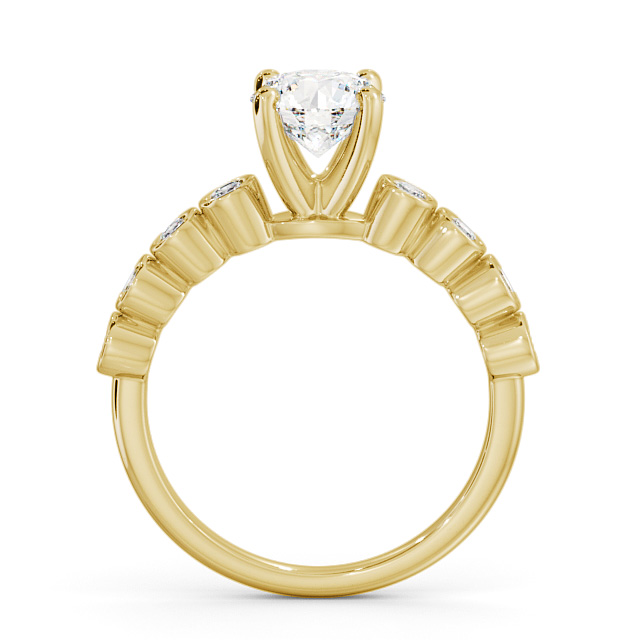 Round Diamond Engagement Ring 9K Yellow Gold Solitaire With Side Stones - Dagmar ENRD154S_YG_UP