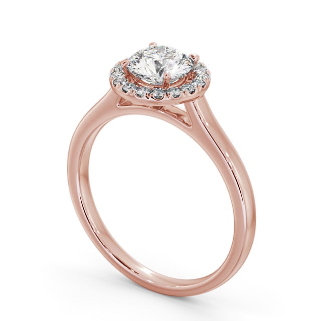 Halo Round Diamond Engagement Ring 9K Rose Gold - Amias ENRD155_RG_SIDE