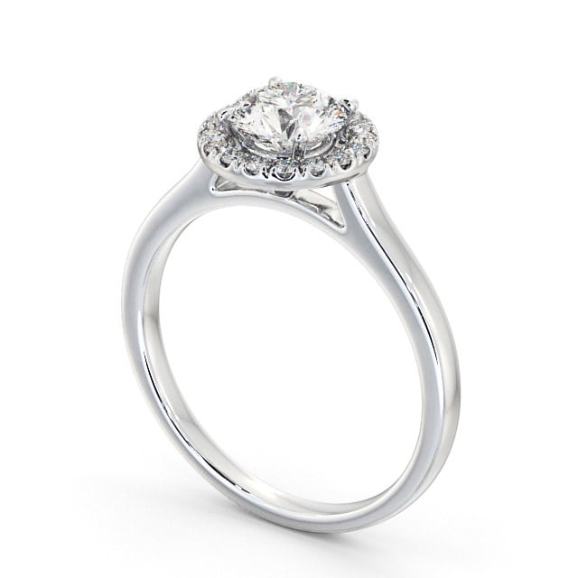 Halo Round Diamond Engagement Ring 9K White Gold - Amias ENRD155_WG_SIDE