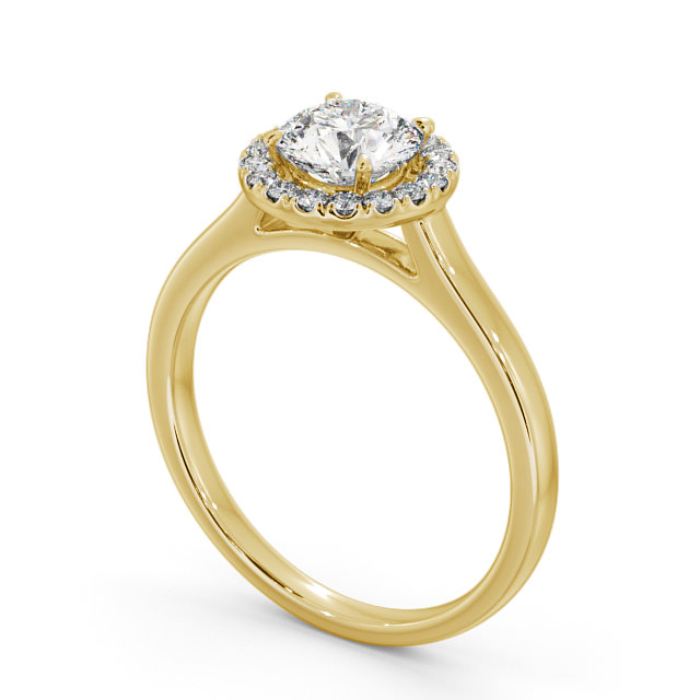 Halo Round Diamond Engagement Ring 9K Yellow Gold - Amias ENRD155_YG_SIDE