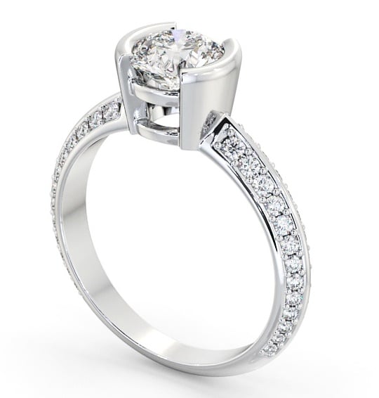Round Diamond Engagement Ring Palladium Solitaire With Side Stones - Lisbeth ENRD155S_WG_THUMB1