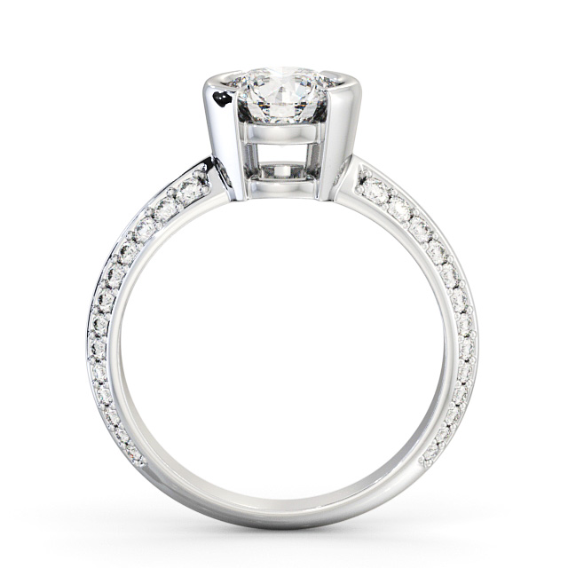Round Diamond Engagement Ring Platinum Solitaire With Side Stones - Lisbeth ENRD155S_WG_UP