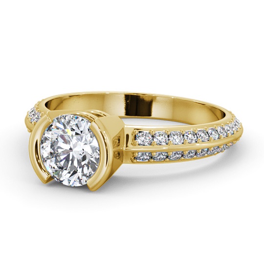  Round Diamond Engagement Ring 9K Yellow Gold Solitaire With Side Stones - Lisbeth ENRD155S_YG_THUMB2 