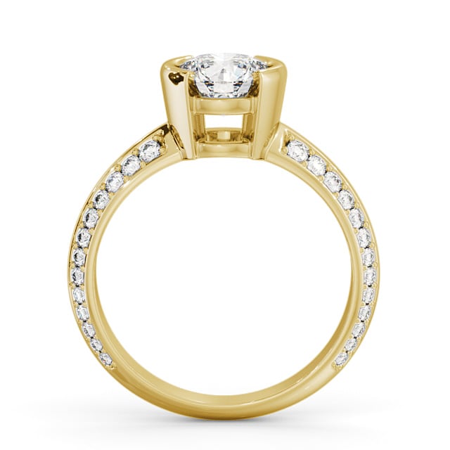 Round Diamond Engagement Ring 18K Yellow Gold Solitaire With Side Stones - Lisbeth ENRD155S_YG_UP