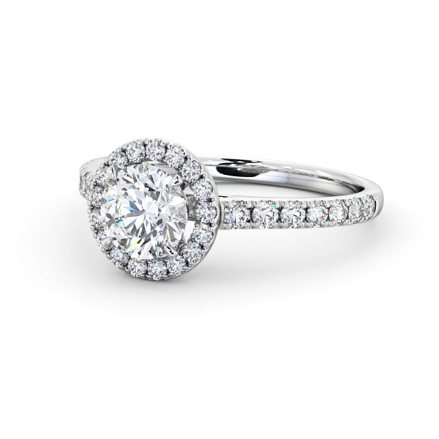 Halo Round Diamond Engagement Ring Platinum - Diletta ENRD156_WG_FLAT