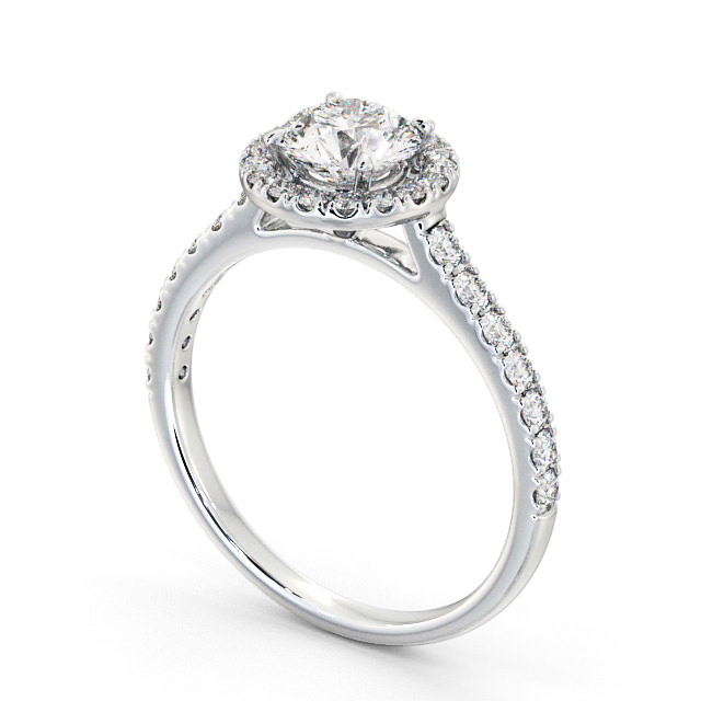 Halo Round Diamond Engagement Ring 9K White Gold - Diletta ENRD156_WG_SIDE
