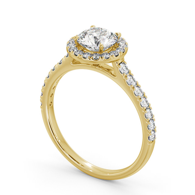 Halo Round Diamond Engagement Ring 18K Yellow Gold - Diletta ENRD156_YG_SIDE