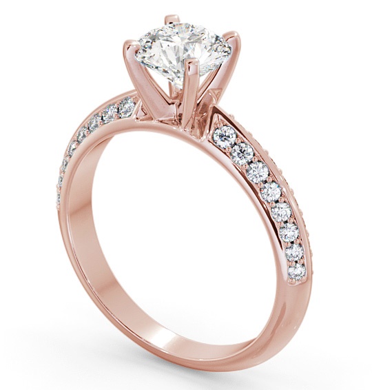 Round Diamond Knife Edge Band Engagement Ring 18K Rose Gold Solitaire with Channel Set Side Stones ENRD156S_RG_THUMB1
