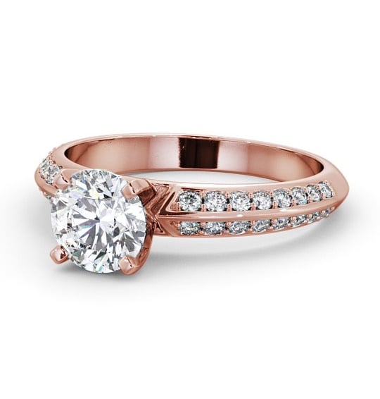  Round Diamond Engagement Ring 18K Rose Gold Solitaire With Side Stones - Ipsden ENRD156S_RG_THUMB2 