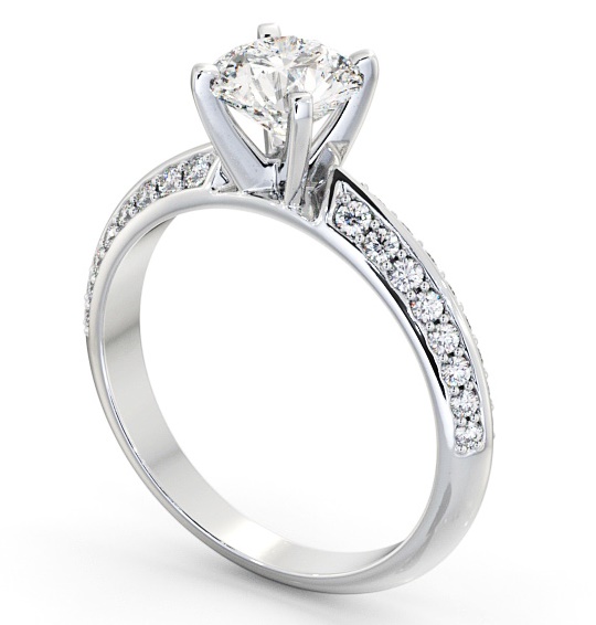 Round Diamond Knife Edge Band Engagement Ring Platinum Solitaire with Channel Set Side Stones ENRD156S_WG_THUMB1