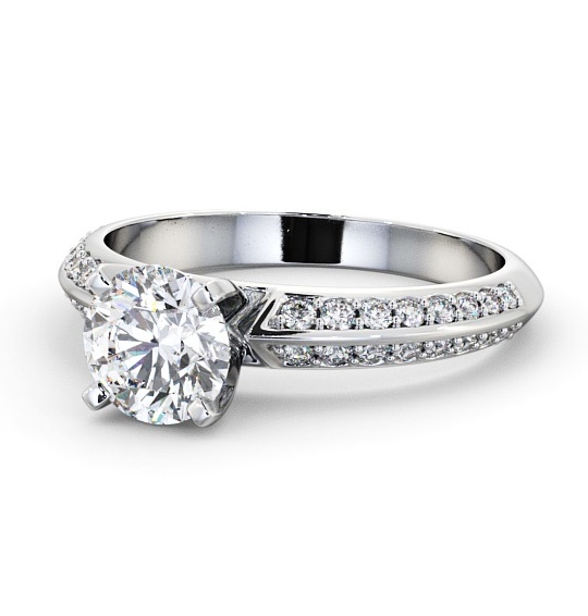  Round Diamond Engagement Ring 9K White Gold Solitaire With Side Stones - Ipsden ENRD156S_WG_THUMB2 