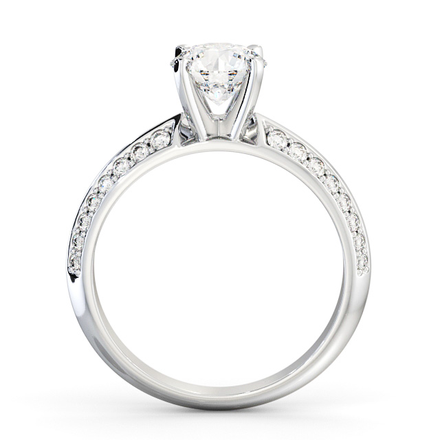 Round Diamond Engagement Ring 9K White Gold Solitaire With Side Stones - Ipsden ENRD156S_WG_UP