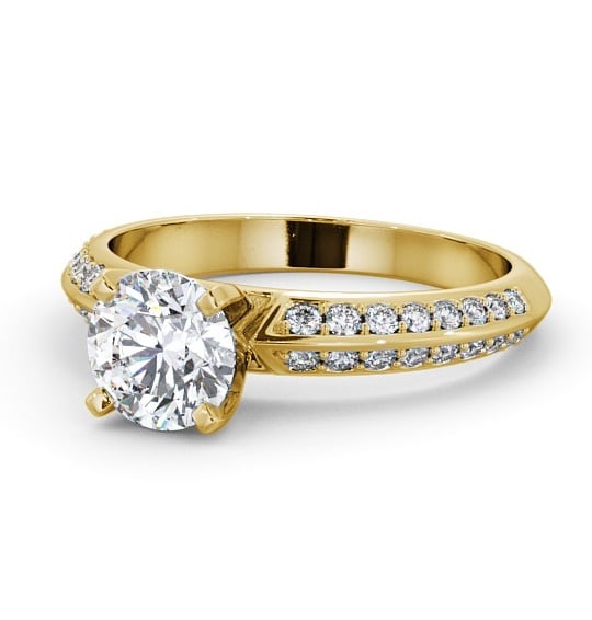  Round Diamond Engagement Ring 9K Yellow Gold Solitaire With Side Stones - Ipsden ENRD156S_YG_THUMB2 
