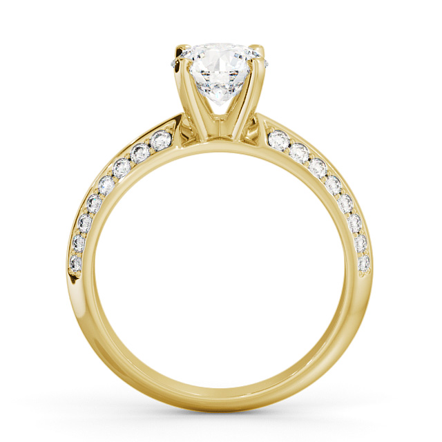 Round Diamond Engagement Ring 18K Yellow Gold Solitaire With Side Stones - Ipsden ENRD156S_YG_UP