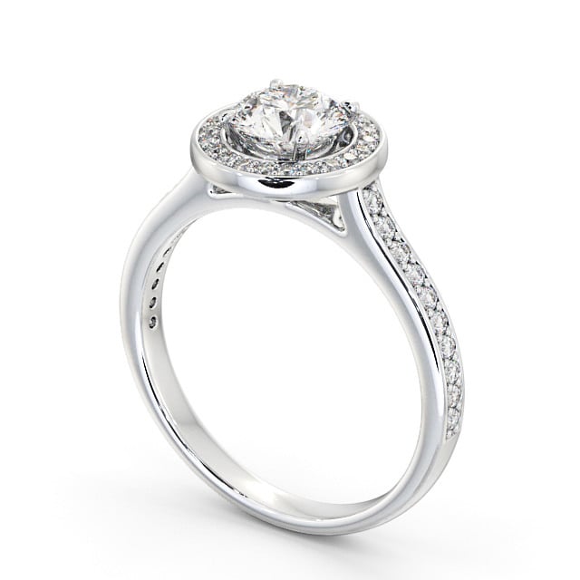 Halo Round Diamond Engagement Ring Platinum - Bowes ENRD157_WG_SIDE