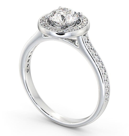 Halo Round Diamond Traditional Engagement Ring 9K White Gold ENRD157_WG_THUMB1