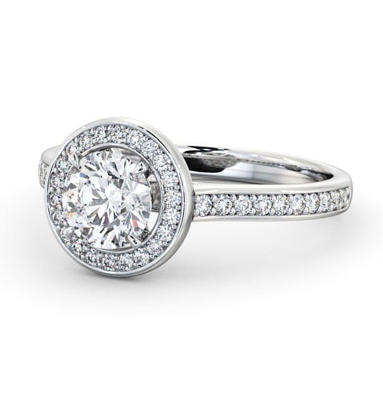  Halo Round Diamond Engagement Ring 18K White Gold - Bowes ENRD157_WG_THUMB2 