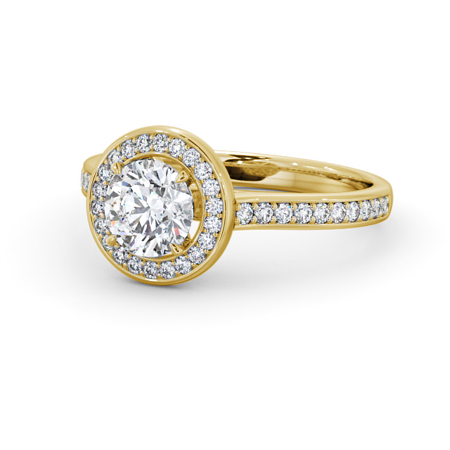 Halo Round Diamond Engagement Ring 18K Yellow Gold - Bowes ENRD157_YG_FLAT