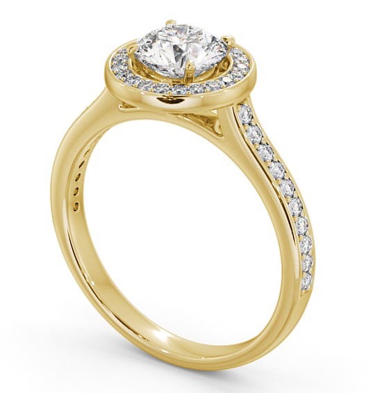  Halo Round Diamond Engagement Ring 18K Yellow Gold - Bowes ENRD157_YG_THUMB1 