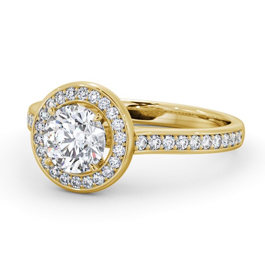  Halo Round Diamond Engagement Ring 18K Yellow Gold - Bowes ENRD157_YG_THUMB2 