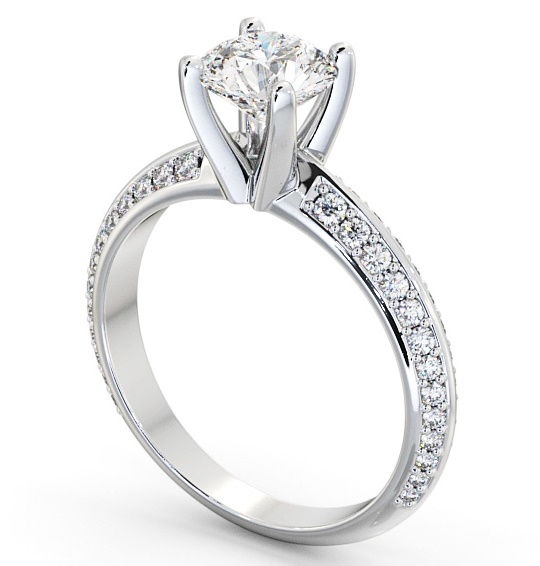 Round Diamond Knife Edge Band Engagement Ring 18K White Gold Solitaire with Channel Set Side Stones ENRD157S_WG_THUMB1