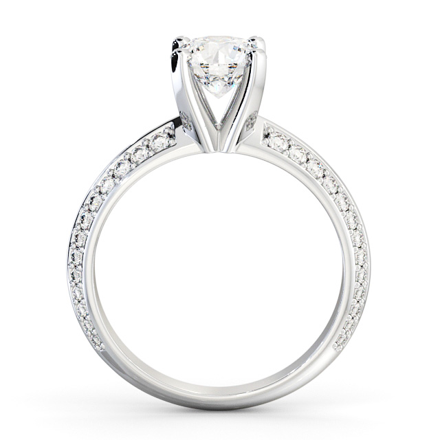 Round Diamond Engagement Ring Palladium Solitaire With Side Stones - Zelin ENRD157S_WG_UP