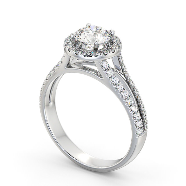 Halo Round Diamond Engagement Ring 18K White Gold - Gloriana ENRD158_WG_SIDE