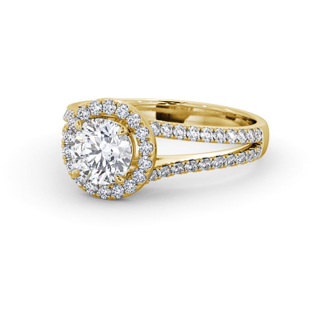 Halo Round Diamond Engagement Ring 18K Yellow Gold - Gloriana ENRD158_YG_FLAT