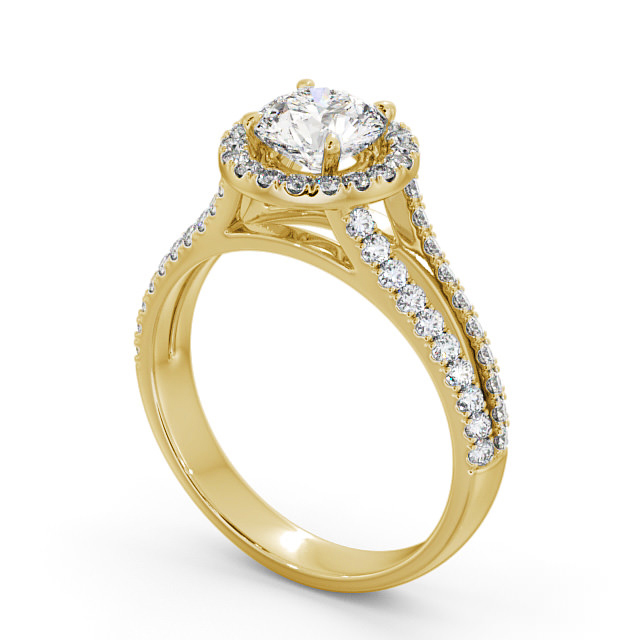 Halo Round Diamond Engagement Ring 18K Yellow Gold - Gloriana ENRD158_YG_SIDE