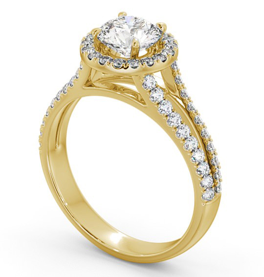 Halo Round Diamond Split Band Engagement Ring 18K Yellow Gold ENRD158_YG_THUMB1 