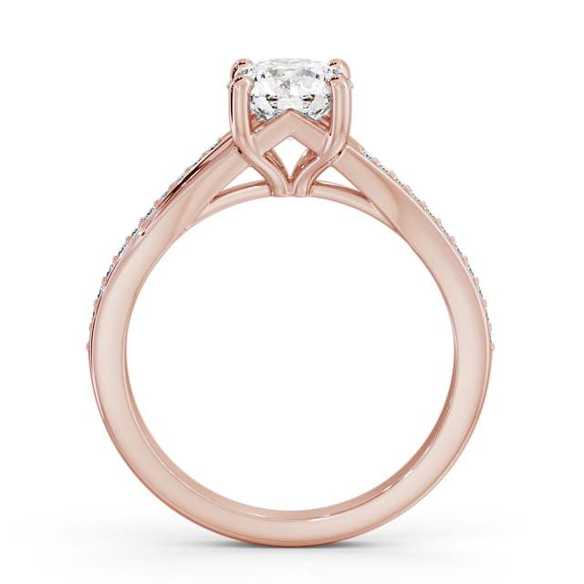 Round Diamond Engagement Ring 18K Rose Gold Solitaire With Side Stones - Saluv ENRD158S_RG_UP