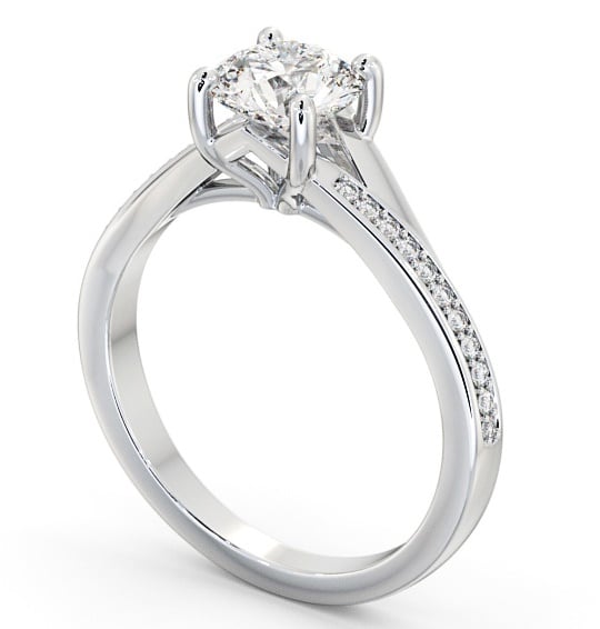 Round Diamond Engagement Ring Palladium Solitaire with An Offset Channel Of Side Stones ENRD158S_WG_THUMB1 