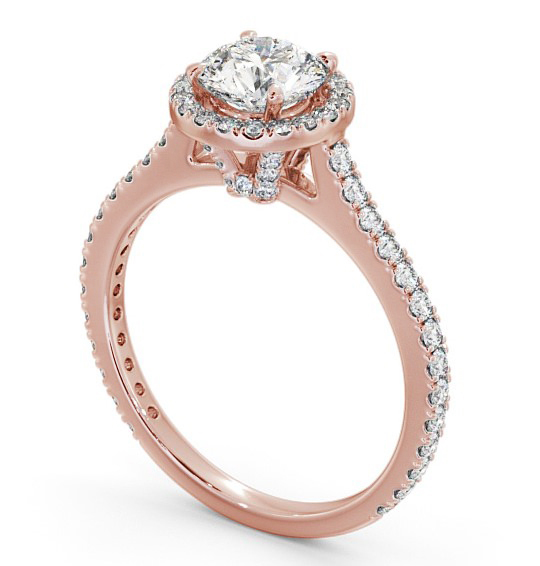 Halo Round Diamond Engagement Ring with Diamond Set Supports 18K Rose Gold ENRD159_RG_THUMB1