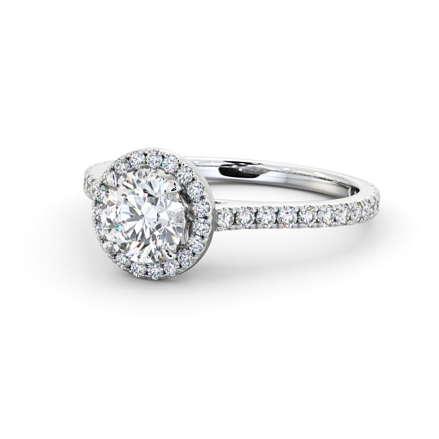 Halo Round Diamond Engagement Ring Platinum - Louella ENRD159_WG_FLAT