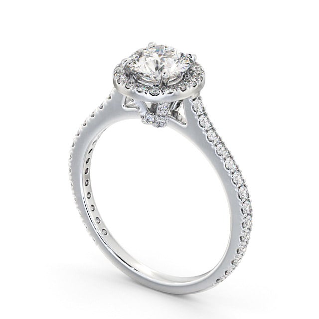 Halo Round Diamond Engagement Ring Platinum - Louella ENRD159_WG_SIDE