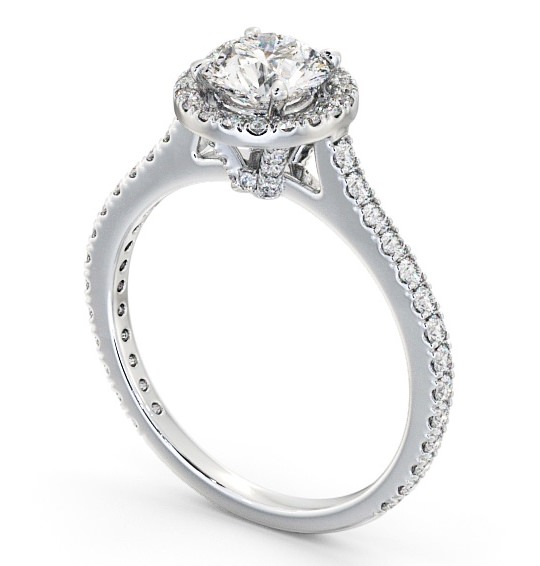 Halo Round Diamond Engagement Ring with Diamond Set Supports Palladium ENRD159_WG_THUMB1 