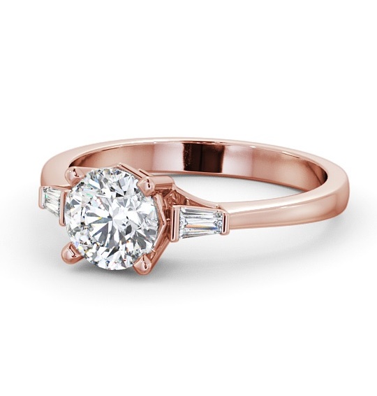  Round Diamond Engagement Ring 18K Rose Gold Solitaire With Baguette Side Stones - Olgi ENRD159S_RG_THUMB2 