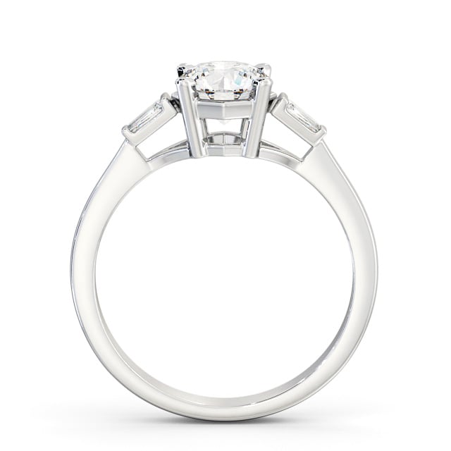 Round Diamond Engagement Ring Palladium Solitaire With Baguette Side Stones - Olgi ENRD159S_WG_UP