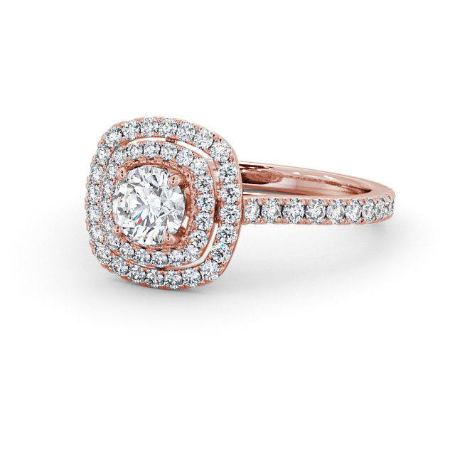 Halo Round Diamond Engagement Ring 9K Rose Gold - Provence ENRD160_RG_FLAT
