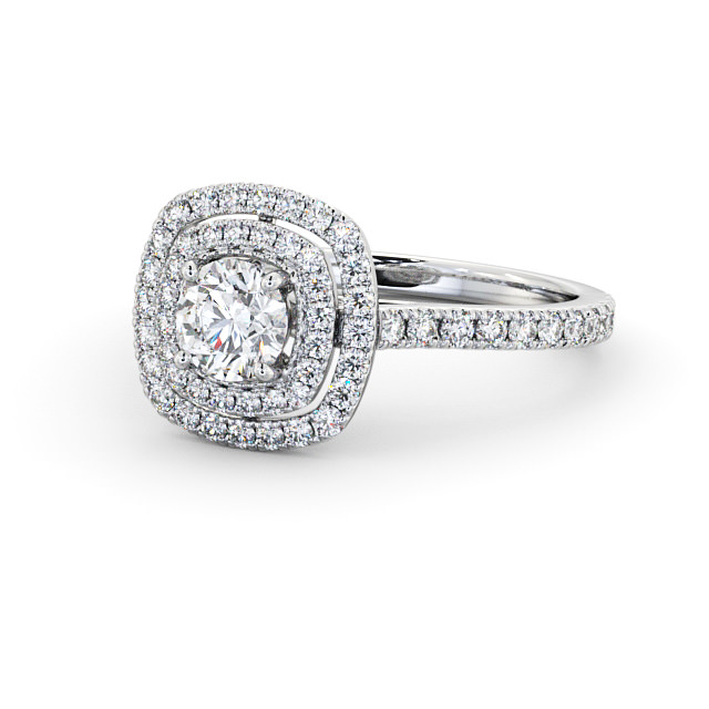 Halo Round Diamond Engagement Ring 9K White Gold - Provence ENRD160_WG_FLAT