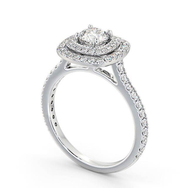 Halo Round Diamond Engagement Ring 9K White Gold - Provence ENRD160_WG_SIDE