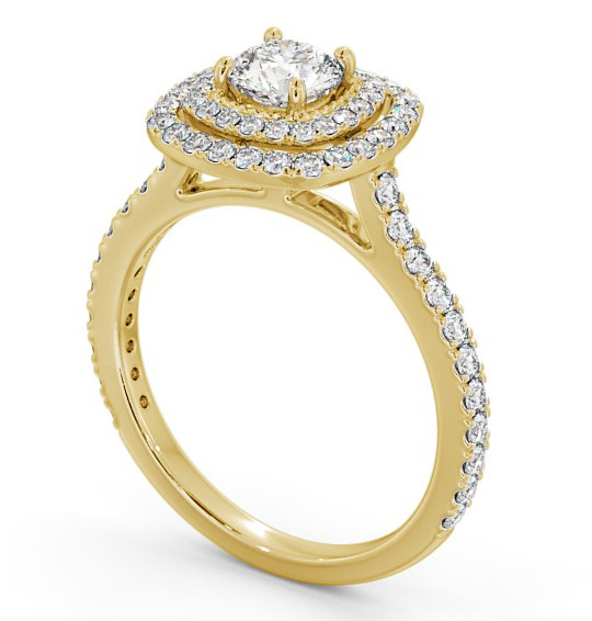 Double Halo Round Diamond Engagement Ring 18K Yellow Gold ENRD160_YG_THUMB1 