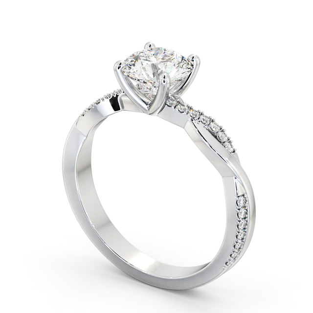 Round Diamond Engagement Ring 9K White Gold Solitaire With Side Stones - Martel ENRD160S_WG_SIDE