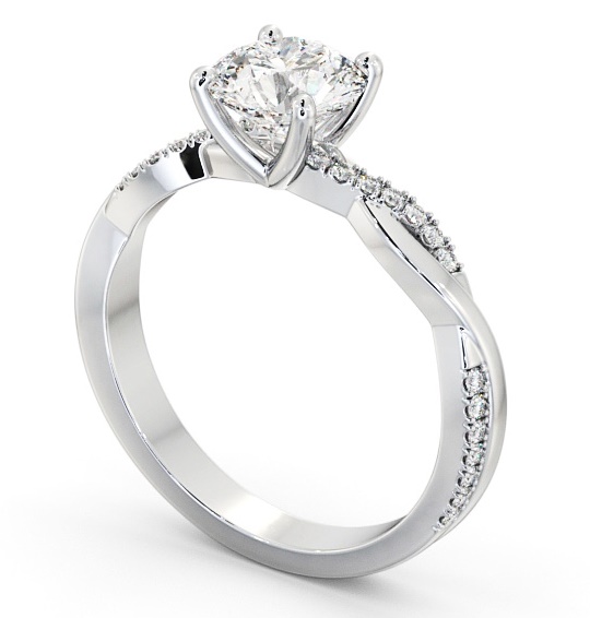 Round Diamond Engagement Ring 18K White Gold Solitaire With Side Stones - Martel ENRD160S_WG_THUMB1